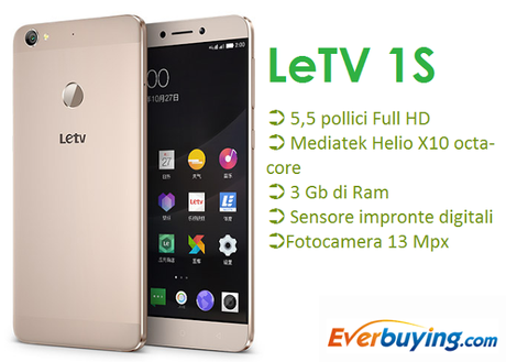 LeTV 1S: lo Smartphone potente dal prezzo modesto (3 Gb Ram, Mediatek 8core, sensore impronte, 13 mpx fotocamera...)