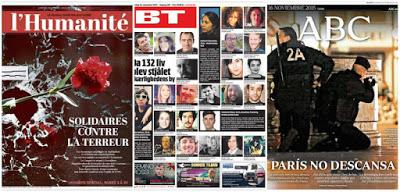 Le prime pagine internazionali di oggi su Parigi