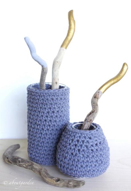 vasi con vestito crochet