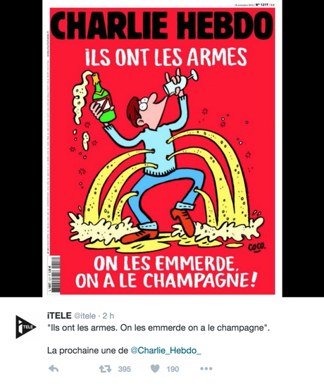 “Loro hanno le armi. Fanculo, noi abbiamo lo champagne”, la prossima copertina di Charlie Hebdo