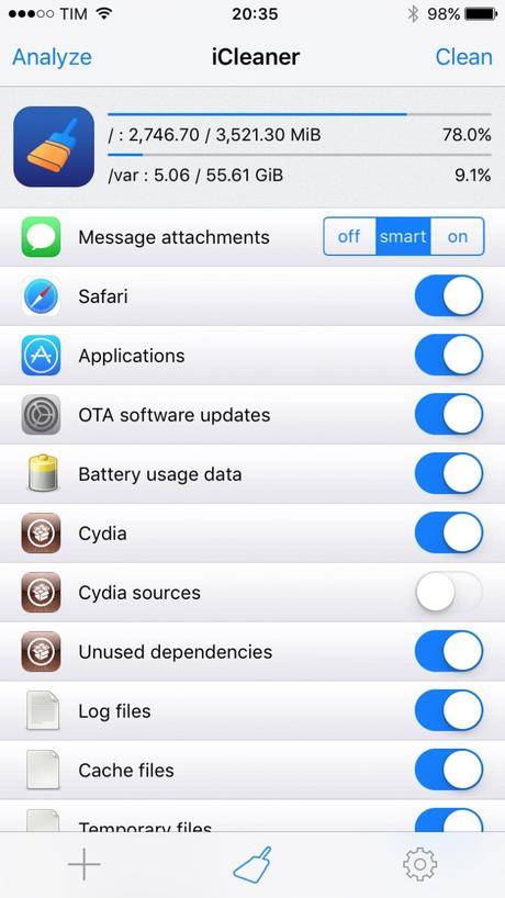 Cydia (iOS 9.x.x) – iCleaner (Pro) si aggiorna supportando il 3D Touch [Aggiornato Vers. 7.5.1]