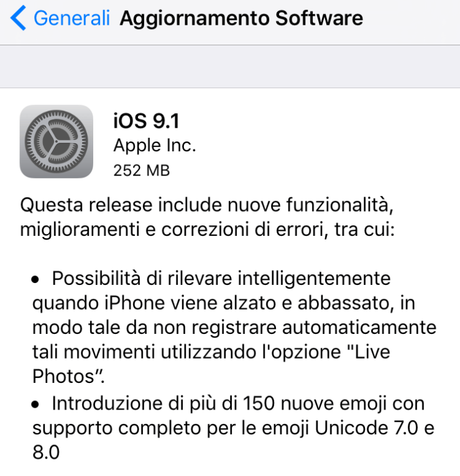 iOS 9.1 – Apple lo rilascia ufficialmente per iPhone, iPad e Pod Touch, Link Diretti al Download [Aggiornato iOS 9.1 anche per iPad Pro]