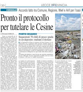 Rassegna stampa Xylella e Cesine del 17 novembre 2015