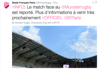 Coppe Europee: Rinviata Stade Français-Munster