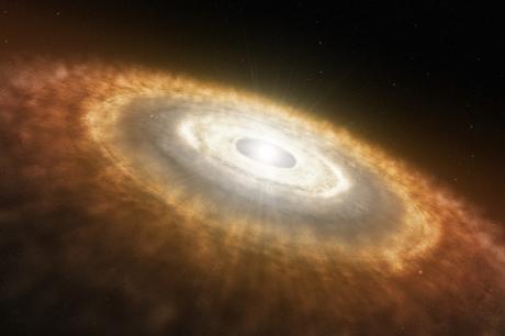 Rappresentazione artistica di un disco proto-planetario attorno ad una giovane stella. Credit: NASA