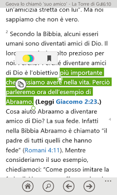 JW Library per Windows Phone si aggiorna alla versione 1.6: ora si può evidenziare il testo e prendere appunti