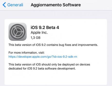 iOS 9.2 beta 4 – Apple rilascia il nuovo aggiornamento per iPhone, iPad e iPod Touch, rilasciata anche la versione pubblica ai beta tester