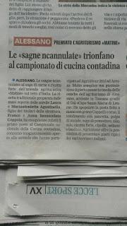 Sagne ‘ncannulate della provincia di Lecce il trionfo con l’Agriturismo “Le Matine”