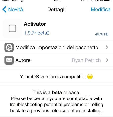 Tweak Cydia (iOS 9.x.x) – Activator si riaggiorna correggendo alcuni problemi [Aggiornato Vers. 1.9.7-beta2]