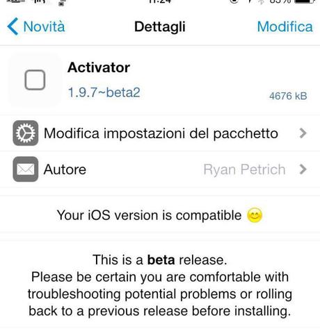 Cydia (iOS 9.x.x) – Activator si riaggiorna correggendo alcuni bug [Aggiornato Vers. 1.9.7- beta2]