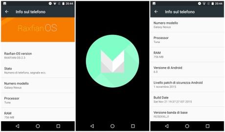 Android 6.0 Marshmallow su Samsung Galaxy Nexus con la ROM The Raxfian OS