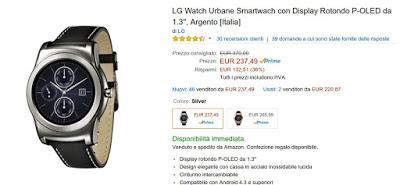 Motorola Moto 360 in offerta su Amazon...ma il pezzo forte è LG Watch Urbane