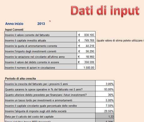 Valutazione aizenda con excel