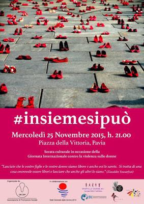 PAVIA. Un flashmob per dire no alla violenza sulle donne: scarpe rosse in piazza Vittoria.