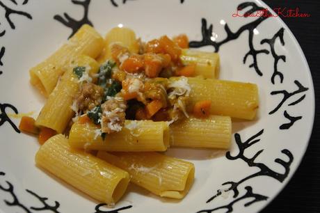 TORTIGLIONI ZUCCA E SALSICCIA E SAN STE