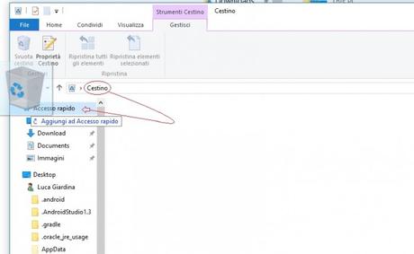 [Guida] Come aggiungere l’icona del Cestino nella barra di accesso di Esplora file in [Windows 10]