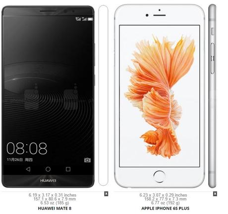 Huawei Mate 8 vs iPhone 6s Plus