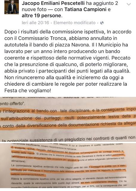 Due piccioni con una fava. Salvata Piazza Navona dal suk, sbugiardate le brutte menzogne del PD