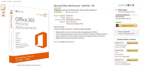 Microsoft Office 365 Personal a 28 euro su Amazon