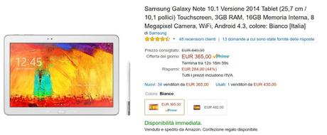 Offerta Black Friday Amazon: Samsung Galaxy Note 10.1 2014 a 365 euro