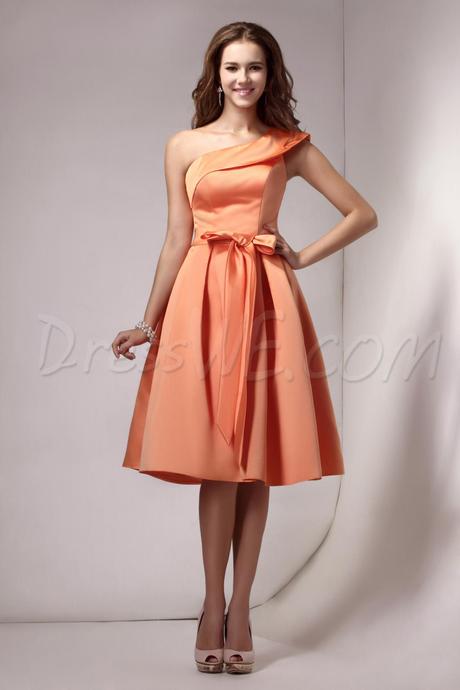 Dresswe.com SUPPLIES  Ruched A-line Knee-Length Sashes/Ribbons One-Shoulder Sandra's Bridesmaid Dress Inexpensive Bridesmaid Dresses