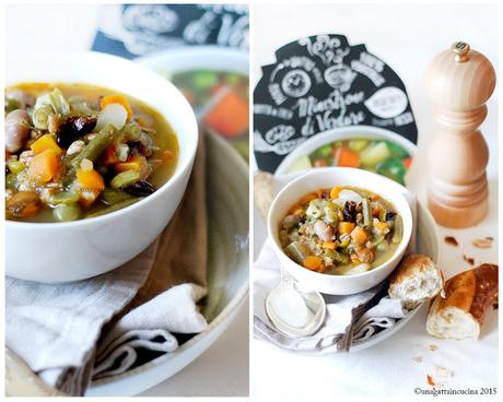 Minestrone di verdure con farro, pomodori secchi e paprika | Vegetable soup with farro, dried tomatoes and paprika