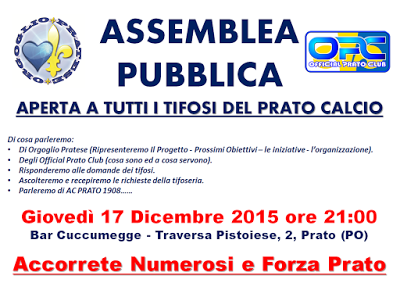 Orgoglio Pratese, open meeting il 17 Dicembre per progettare il futuro assieme ai tifosi