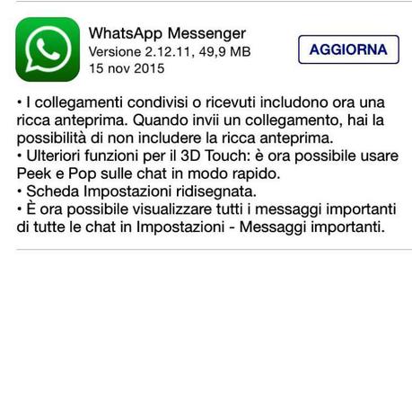 WhatsApp iOS – Arriva un nuovo aggiornamento che porta alcune novità [Aggiornato x8 Vers. 2.12.12]