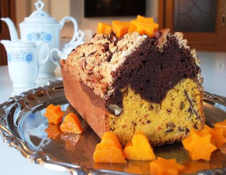 Plumcake bi-gusto alla zucca e cioccolato con copertura croccante