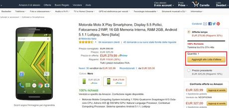 Motorola Moto X Play a 279 euro su Amazon [ACQUISTO SUPER CONSIGLIATO]
