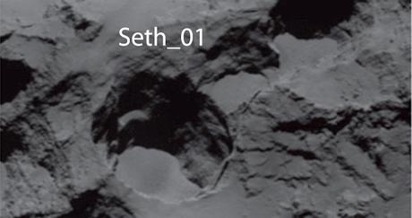 Immagine della regione Seth sulla cometa 67P Churyumov-Gerasimenko, presa nel mese di agosto 2014