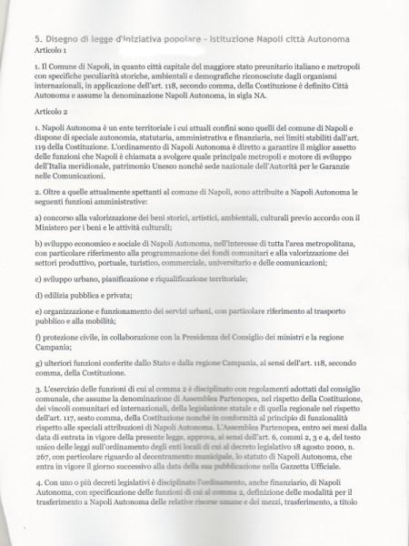 proposta di legge napoli autonoma