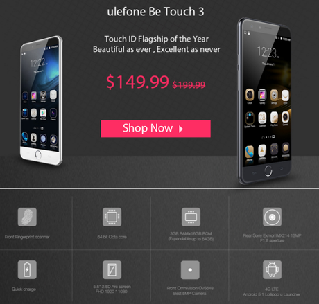 Ulefone Flagship Day: Offerta Ulefone Be Touch 3 (138 €) e Ulefone Paris (108 €)