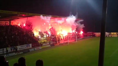 (VIDEO)Dynamo Dresden's fans pyroshow away vs SG Sonnenhof Großaspach 4.12.2015