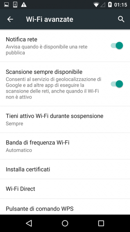 Impostazioni Android Screenshot 1