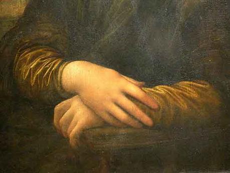 Un dettaglio delle mani di Mona Lisa di Leonardo