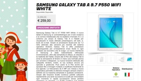 Samsung Galaxy Tab A 9.7 P550 WiFi White   Gli Stockisti  Smartphone  cellulari  tablet  accessori telefonia  dual sim e tanto altro