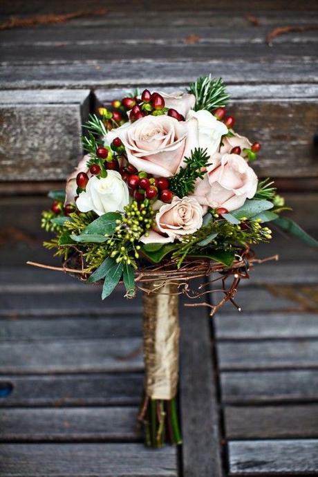 Unconventional winter wedding bouquet