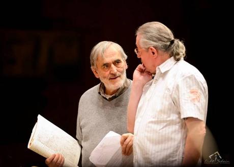 Sylvain Cambreling e Helmut Lachenmann durante le prove. Foto ©Licht Schein/Sebastian Klein