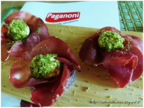 Cestini di bresaola con praline di ricotta e pistacchi