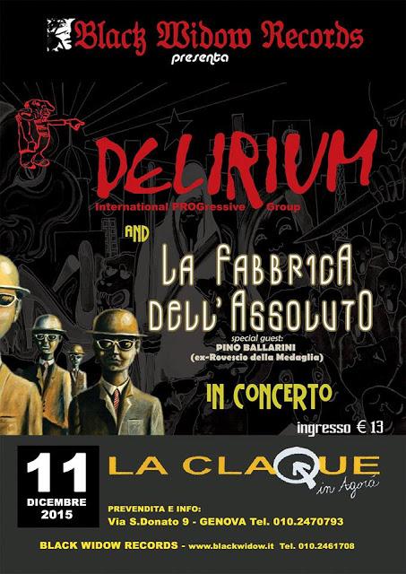 Delirium e La Fabbrica dell'Assoluto in concerto a Genova