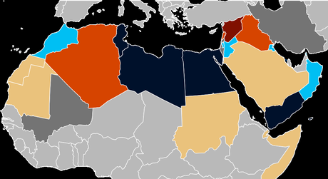 A map of Arab Spring countries - Wikipedia.org