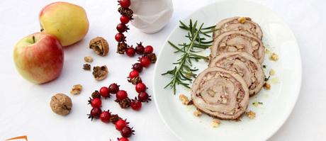 Arrosto di vitella con mele, noci e prosciutto