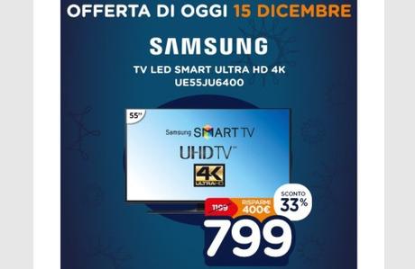 I promozione unieuro Natalissimi  solo per oggi Samsung Smart TV 55  JU6400 a 799 euro