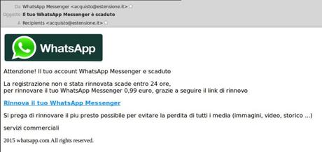 Phishing – Il tuo WhatsApp Messenger è scaduto