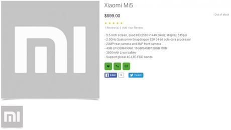 Xiaomi Mi5 messo a listino da uno store online Xiaomi Mi5 a listino (fake)