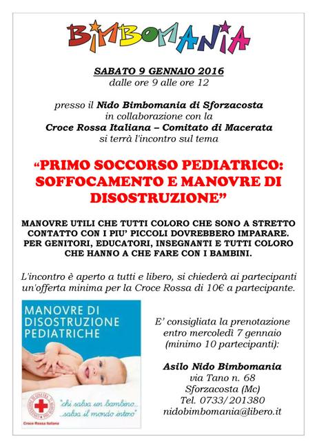 Soffocamento e disostruzione pediatrica: nuovo corso a Macerata da Bimbomania