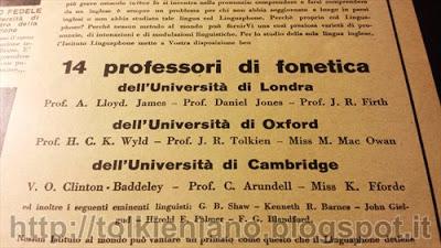 Pubblicità del Linguaphone con il nome di Tolkien, 1934