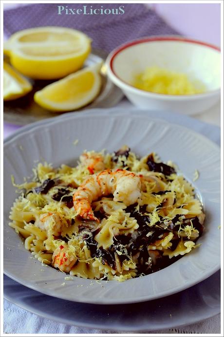 Farfalle con Gamberoni e Radicchio Trevigiano al Profumo di Limone