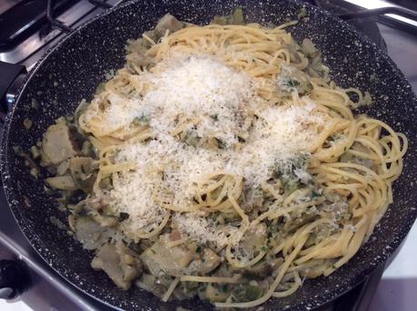 SPAGHETTI CARCIOFI E PANCETTA CROCCANTE